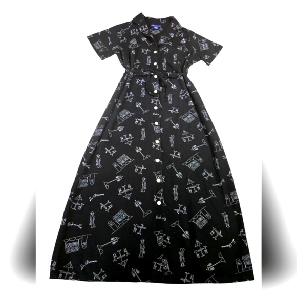 Mountaun Lake Black Printed Shirt Dress Size XL - Picture 1 of 5